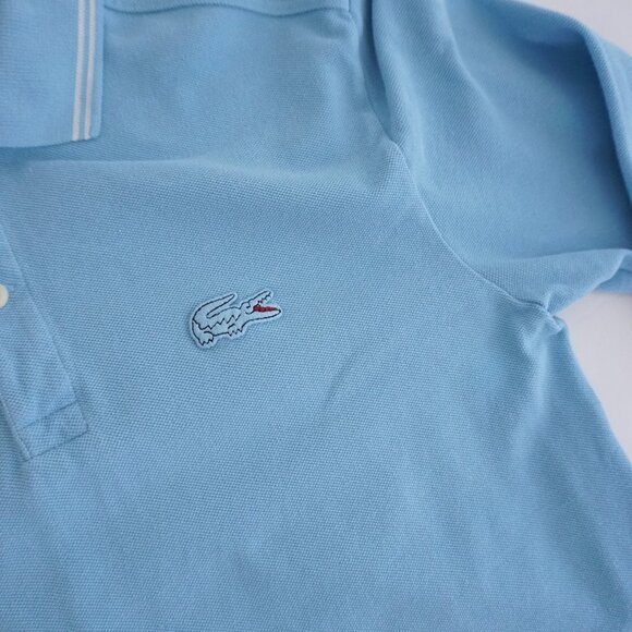 Vintage Lacoste Baby Blue Tennis Prep Golf Long Sleeve Cotton Polo Shirt 16 - Picture 7 of 12
